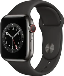 APPLE Watch Series 6 GPS+Cellular,40mm Graphite Stainless Steel Case with Black Sport Band