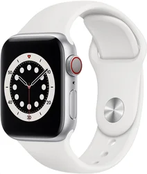 APPLE Watch Series 6 GPS+Cellular,40mm Silver Aluminium Case with White Sport Band