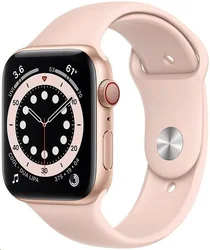 APPLE Watch Series 6 GPS+Cellular,44mm Gold Aluminium Case with Pink Sand Sport Band