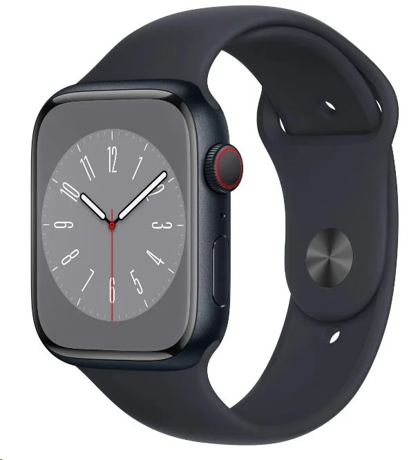Apple Watch Series 8 GPS + Cellular 45mm Midnight Aluminium Case with Midnight Sport Band - Regular (mnk43cs/a)