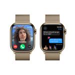 Apple Watch Series 9 41 mm Cellular Gold z nehrdzavejúcej ocele so zlatým milánskym napínačom