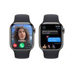 Apple Watch Series 9 41 mm Cellular Grafitovo sivá nehrdzavejúca oceľ s tmavým atramentovým športovým remienkom - S/M