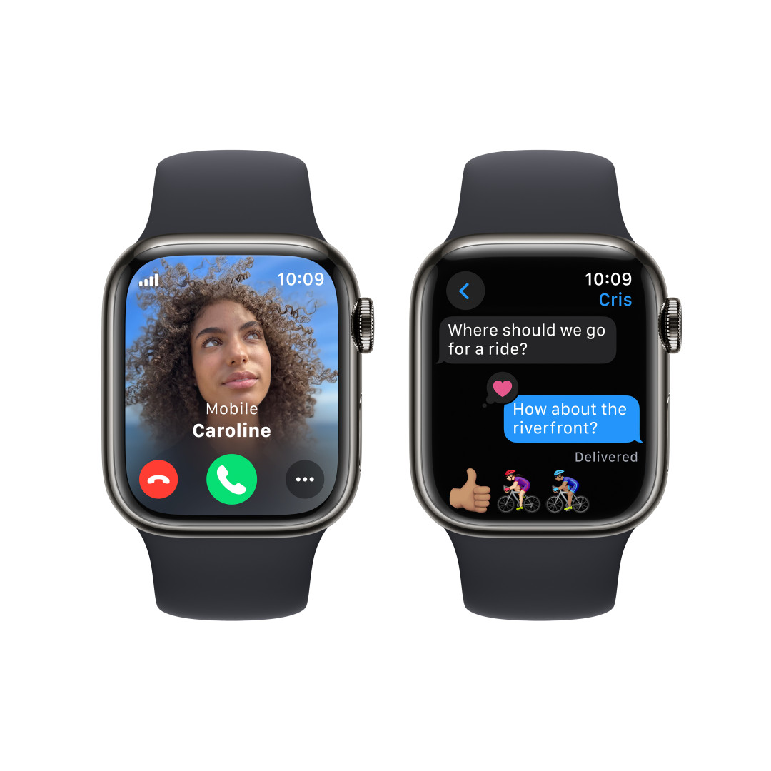 Apple Watch Series 9 41 mm Cellular Graphite Grey z nehrdzavejúcej ocele s tmavým atramentovým športovým remienkom - M/L