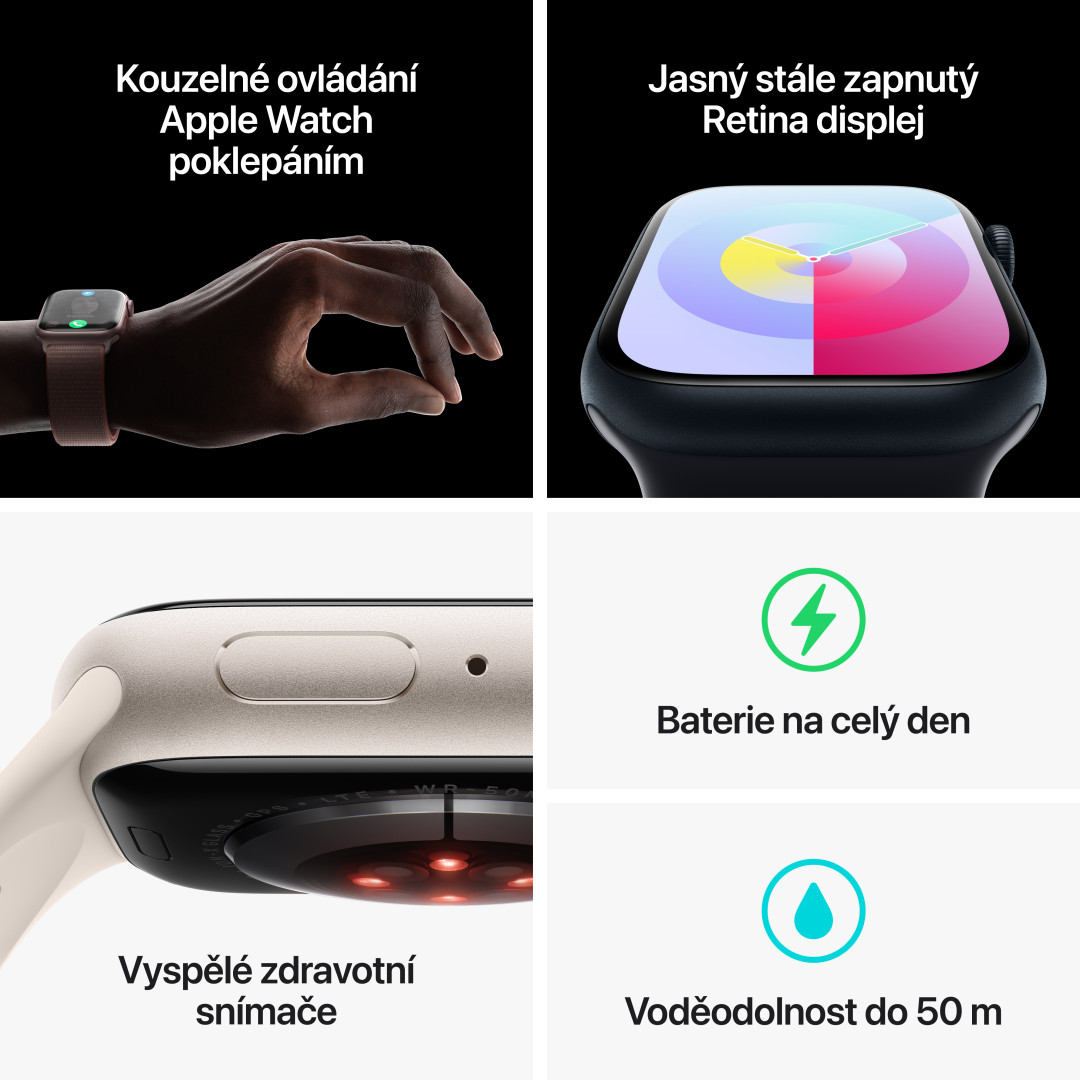 Apple Watch Series 9 41 mm Cellular Graphite Grey z nehrdzavejúcej ocele s tmavým atramentovým športovým remienkom - M/L