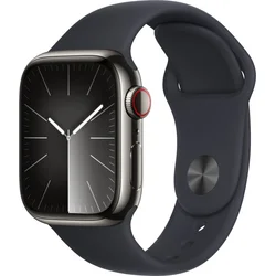Apple Watch Series 9 41 mm Cellular Graphite Grey z nehrdzavejúcej ocele s tmavým atramentovým športovým remienkom - M/L