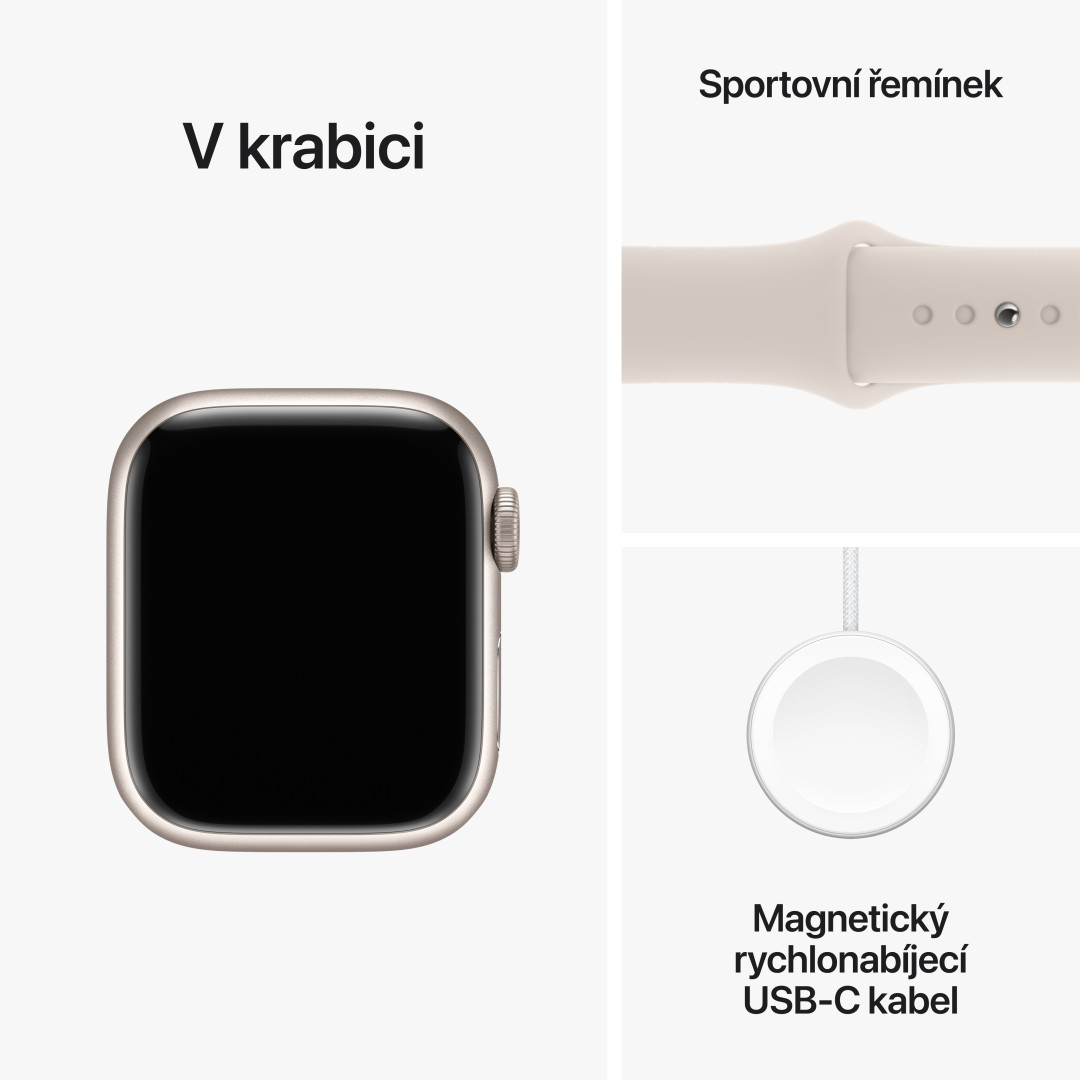 Apple Watch Series 9 41 mm Cellular Star White Aluminium s bielym športovým remienkom Star - S/M