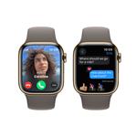 Apple Watch Series 9 41 mm Cellular Zlaté z nehrdzavejúcej ocele s hlineno-sivým športovým remienkom - S/M