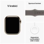 Apple Watch Series 9 41 mm Cellular Zlaté z nehrdzavejúcej ocele s hlineno-sivým športovým remienkom - S/M