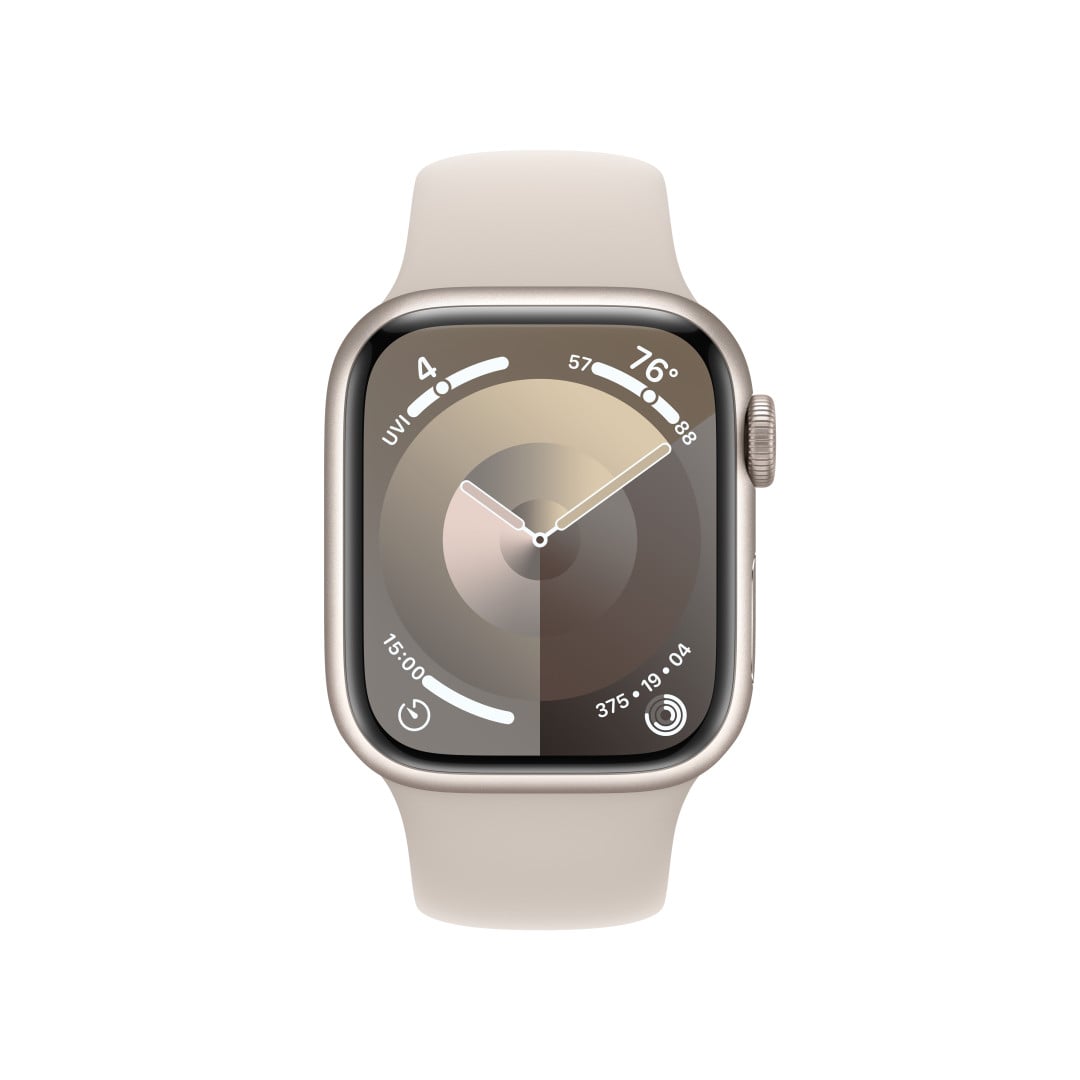 Apple Watch Series 9 41 mm Star White Aluminium s bielym športovým remienkom - M/L