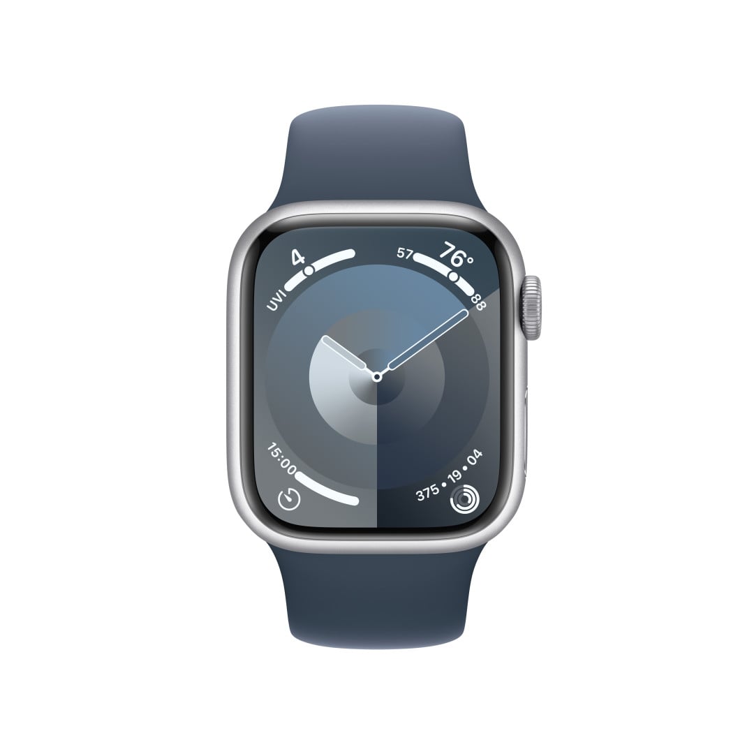 Apple Watch Series 9 41 mm strieborný hliník s ľadovo modrým športovým remienkom - M/L