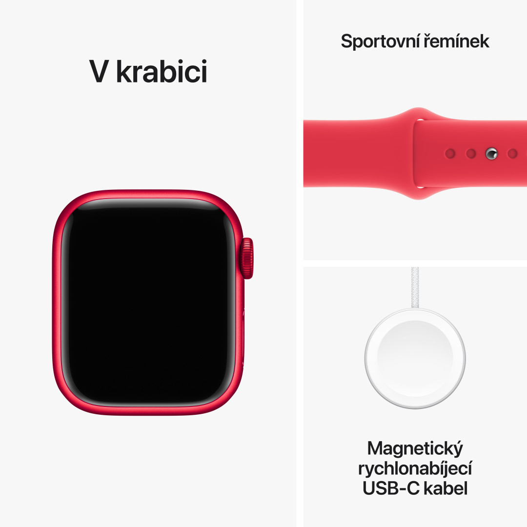 Apple Watch Series 9 41mm Cellular PRODUCT(RED) Červený hliník s PRODUCT(RED) sportovním řemínkem -S/M