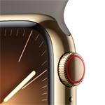 Apple Watch Series 9 41mm Cellular Zlatý nerez s jílově šedým sportovním řemínkem - S/M
