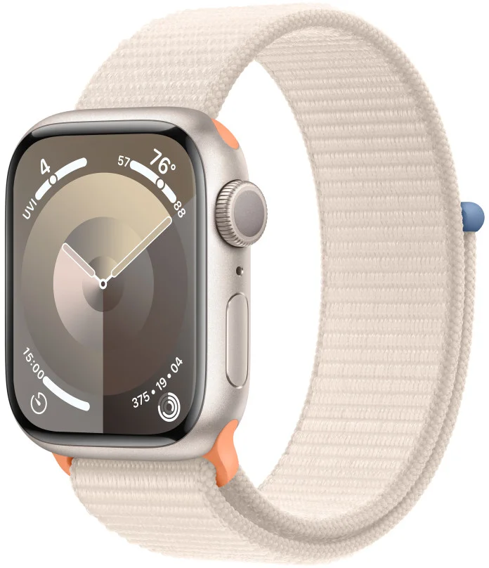 Apple Watch Series 9 41mm Hvězdně bílý hliník s hvězdně bílým provlékacím sportovním řemínkem