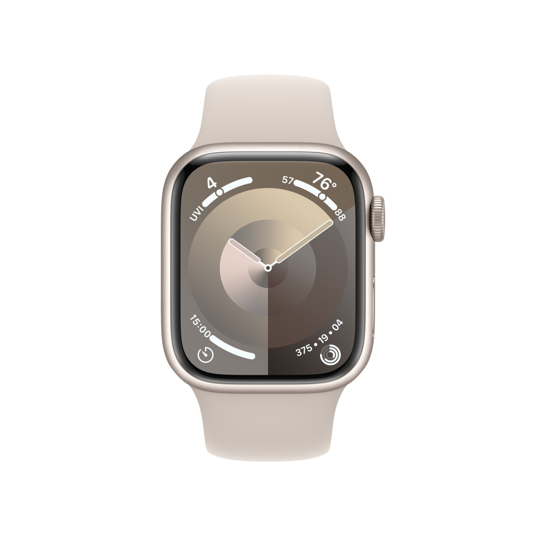 Apple Watch Series 9 41mm Hvězdně bílý hliník s hvězdně bílým sportovním řemínkem - M/L