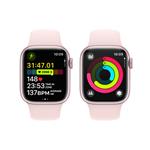 Apple Watch Series 9 41mm Růžový hliník se světle růžovým sportovním řemínkem - M/L
