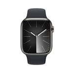 Apple Watch Series 9 45 mm Cellular Graphite Grey z nehrdzavejúcej ocele s tmavým atramentovým športovým remienkom - M/L