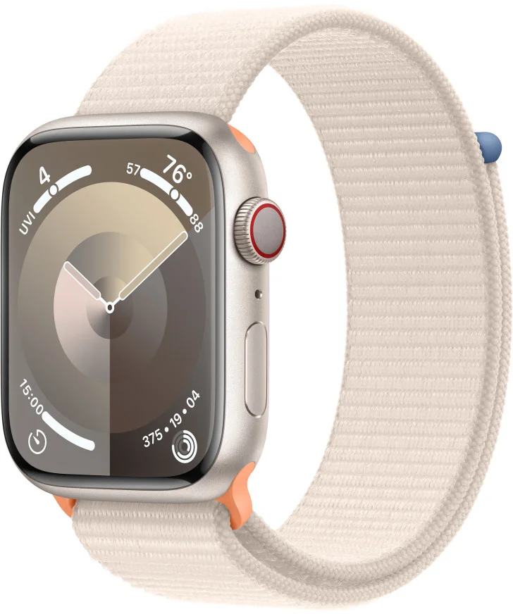 Apple Watch Series 9 45 mm Cellular Hviezdne biely hliník s hviezdne bielym športovým remienkom