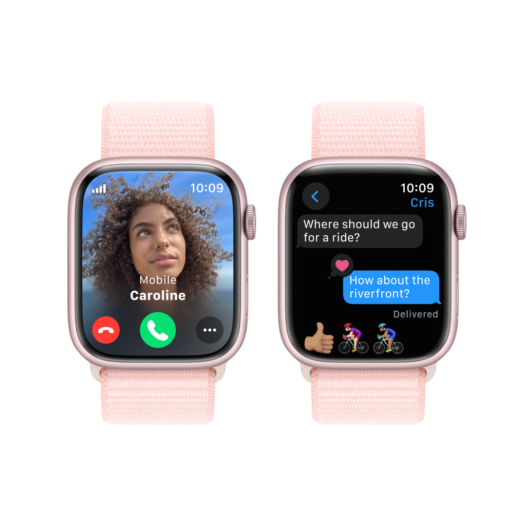 Apple Watch Series 9 45 mm Cellular Pink Aluminium so svetloružovým športovým remienkom