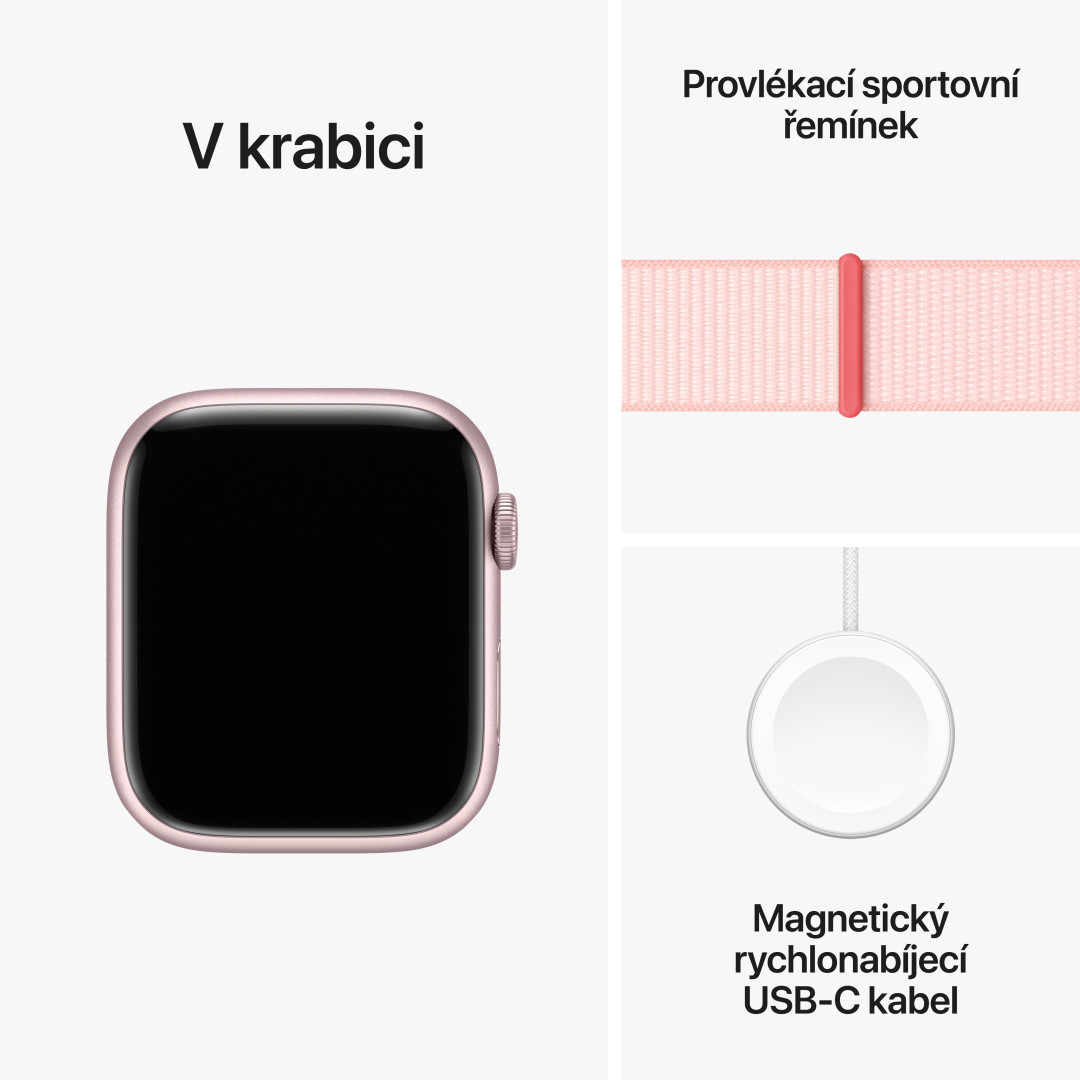 Apple Watch Series 9 45 mm Cellular Pink Aluminium so svetloružovým športovým remienkom