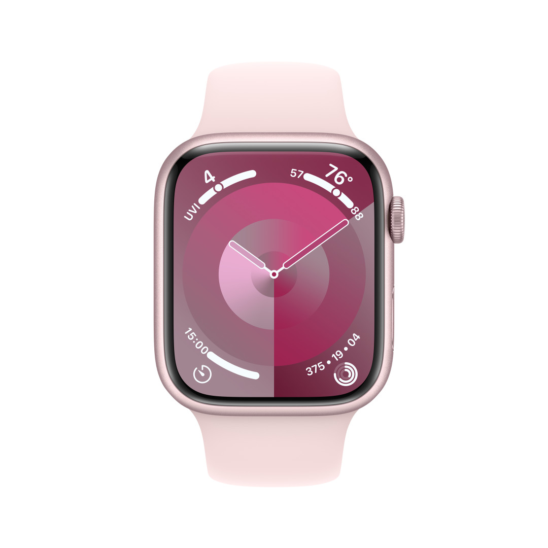 Apple Watch Series 9 45 mm Cellular Pink Aluminium so svetloružovým športovým remienkom - M/L