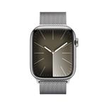 Apple Watch Series 9 45 mm Cellular Silver z nehrdzavejúcej ocele so strieborným milánskym napínačom