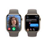 Apple Watch Series 9 45 mm Cellular z nehrdzavejúcej ocele so zlatým športovým remienkom - M/L