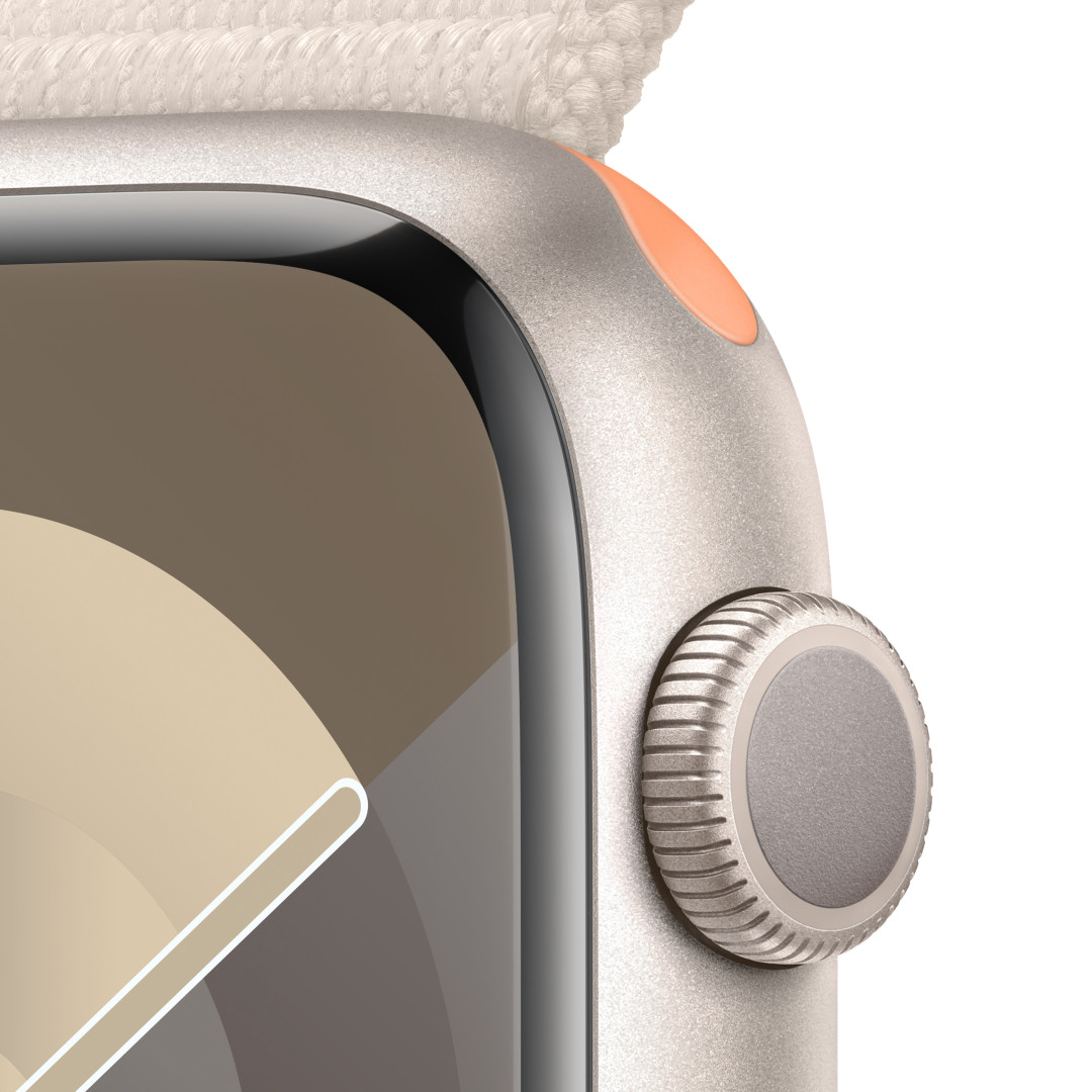 Apple Watch Series 9 45 mm Star White Aluminium s bielym športovým remienkom Star White