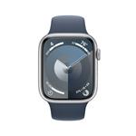 Apple Watch Series 9 45 mm strieborné hliníkové s ľadovo modrým športovým remienkom - S/M