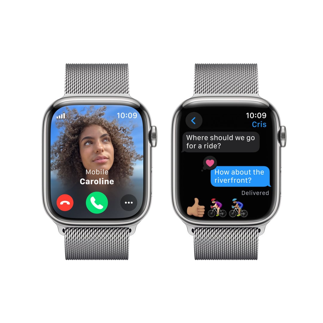 Apple Watch Series 9 45mm Cellular Stříbrný nerez se stříbrným milánským tahem