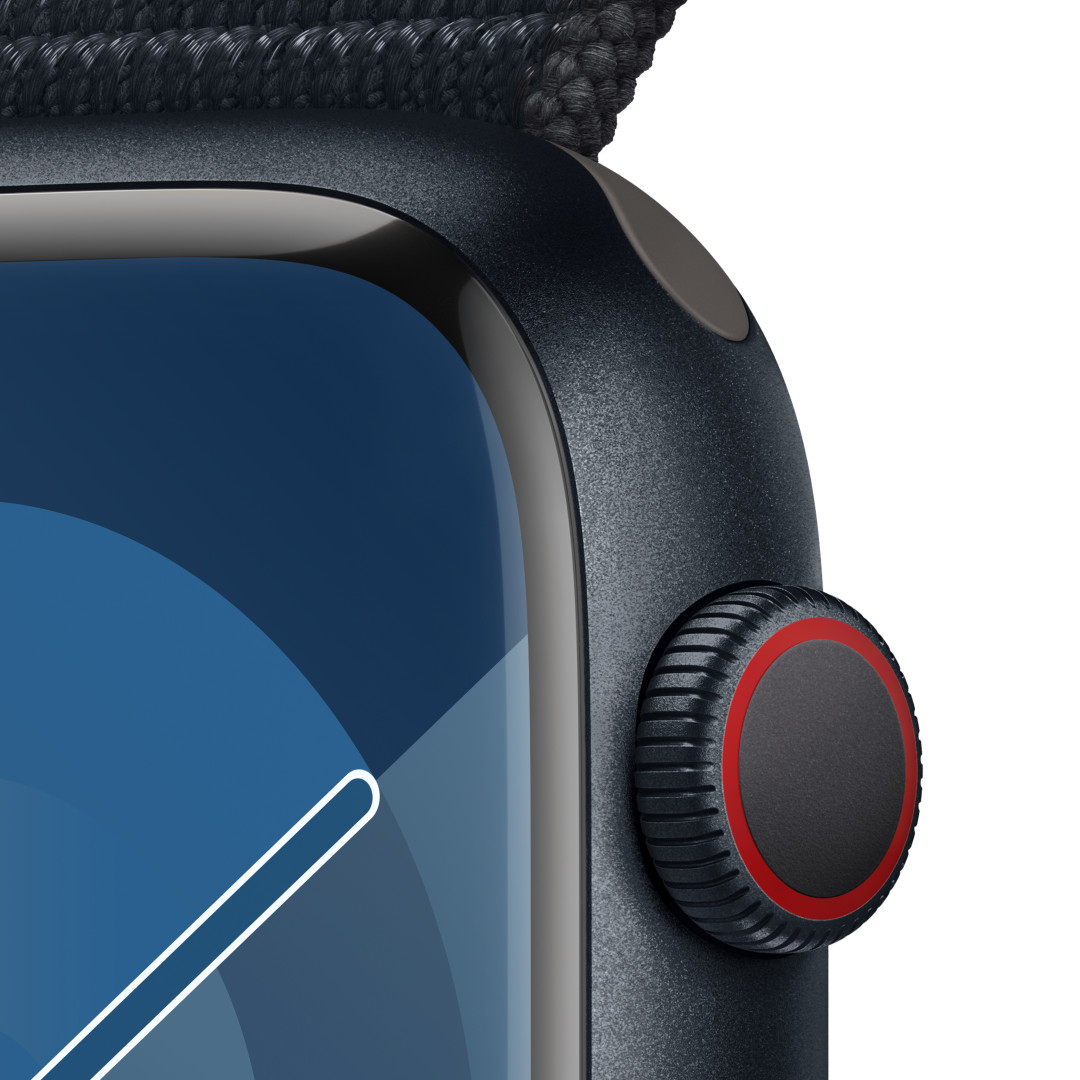 Apple Watch Series 9 45mm Cellular Temně inkoustový hliník s temně inkoustovým provlékacím sportovním řemínkem