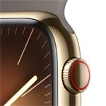 Apple Watch Series 9 45mm Cellular Zlatý nerez s jílově šedým sportovním řemínkem - M/L