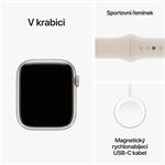 Apple Watch Series 9 45mm Hvězdně bílý hliník s hvězdně bílým sportovním řemínkem - S/M