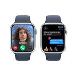 Apple Watch Series 9 45mm Stříbrný hliník s ledově modrým sportovním řemínkem - M/L