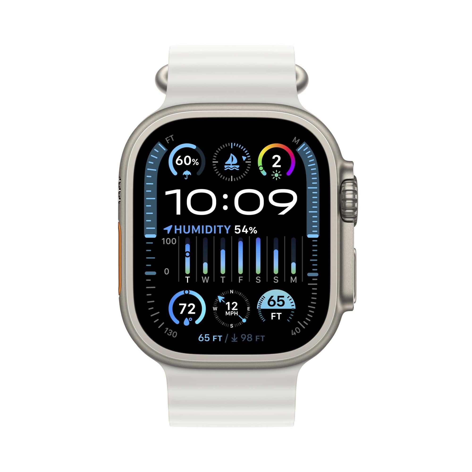 Apple Watch Ultra 2 49mm titanové pouzdro s bílým oceánským řemínkem