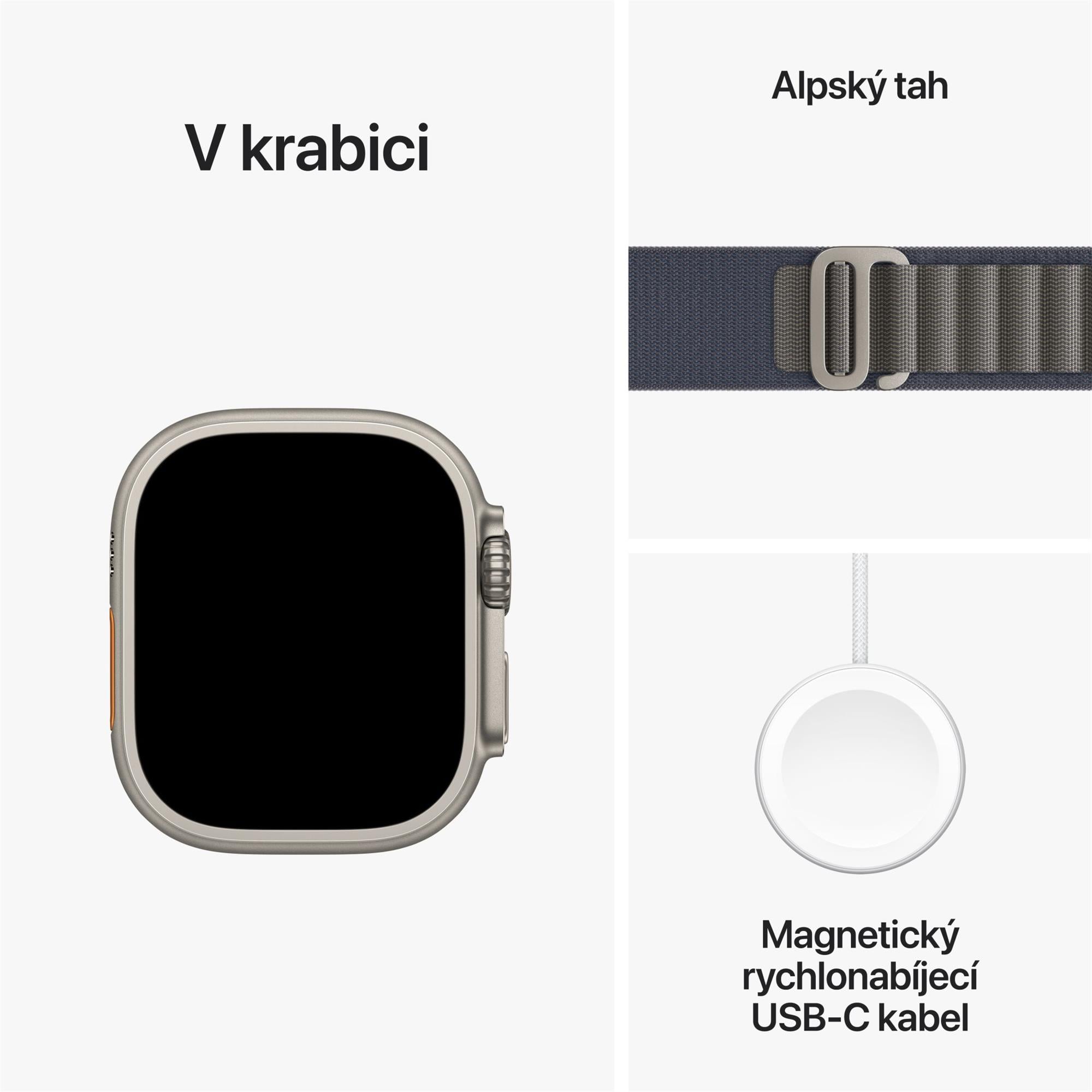 Apple Watch Ultra 2 49mm titanové pouzdro s modrým alpským tahem - Large