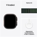 Apple Watch Ultra 2 GPS + Cellular 49 mm čierne titánové puzdro s tmavozelenou alpskou slučkou - malé (MX4Q3CS/A)