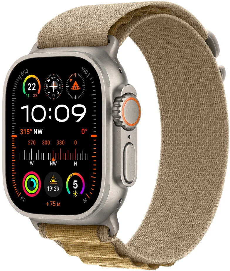 Apple Watch Ultra 2 GPS + Cellular 49 mm puzdro z prírodného titánu s opálenou alpskou slučkou - stredné (MX4F3CS/A)