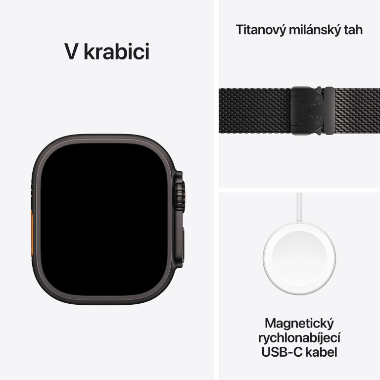 Apple Watch Ultra 3 GPS + Cellular 49 mm čierne titánové milánske pútko - M