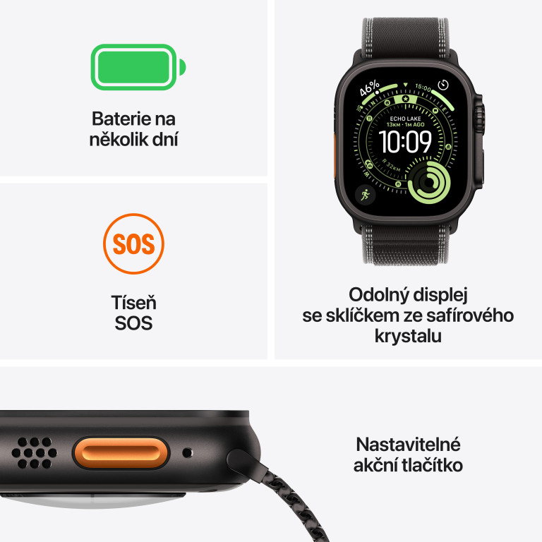 Apple Watch Ultra 3 GPS + Cellular 49 mm Titanium + Titanium Mil Loop - Malé