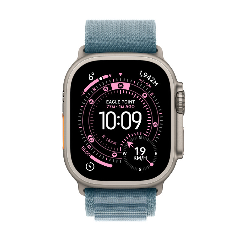 Apple Watch Ultra 3 GPS + Cellular 49mm Natural Titanium Case with Light Blue Alpine Loop - Large