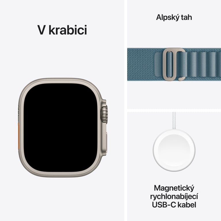 Apple Watch Ultra 3 GPS + Cellular 49mm titánové puzdro svetlomodré - Malé