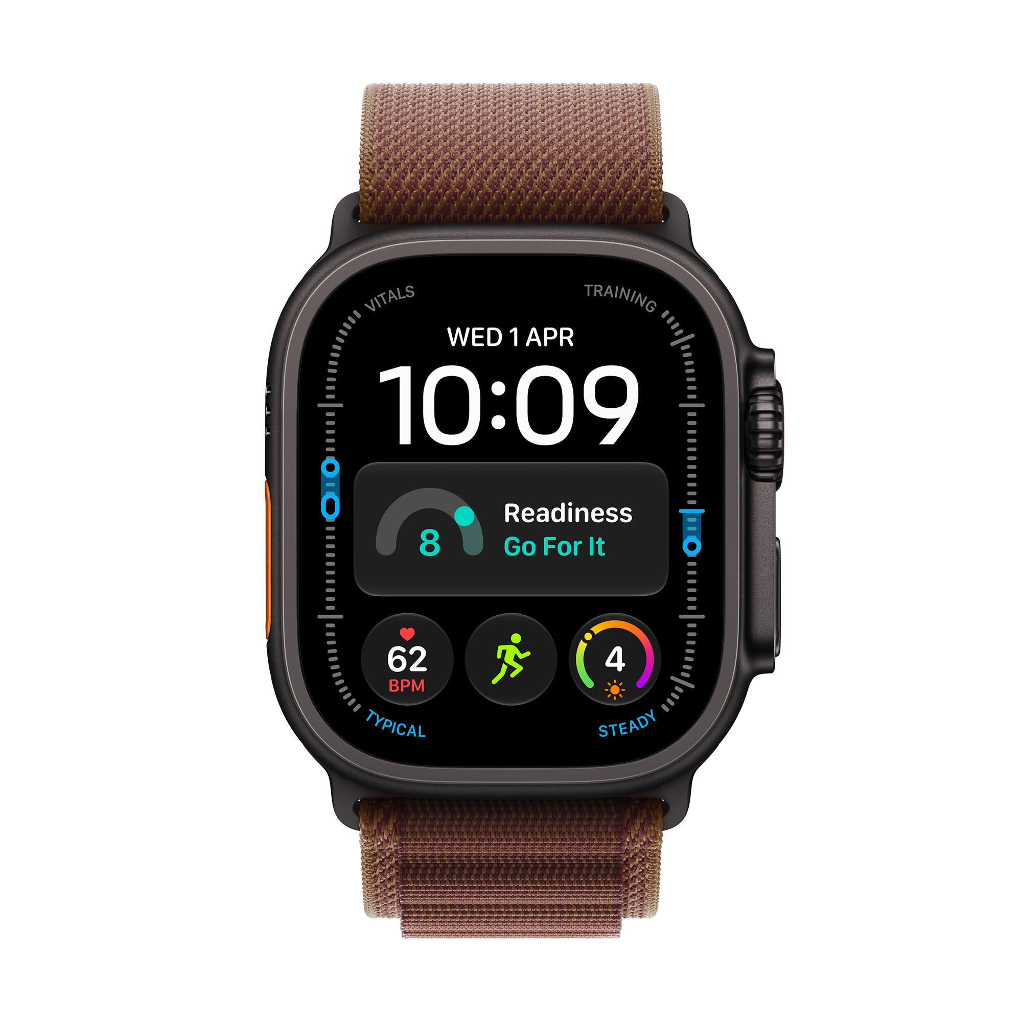 Apple Watch Ultra 4 GPS + Cellular 49mm Black Titanium Case with Burgundy Alpine Loop - L