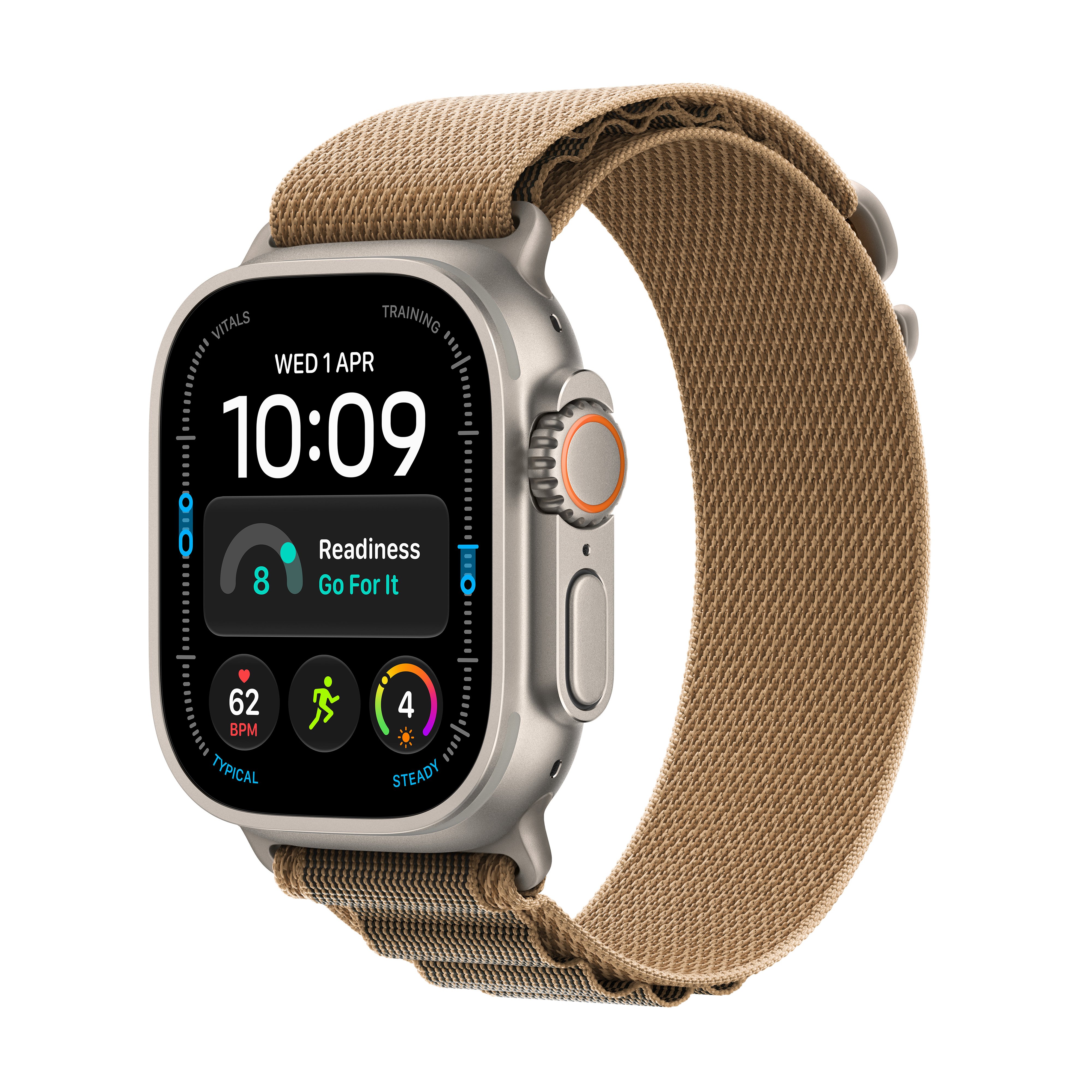 Apple Watch Ultra 4 GPS + Cellular 49mm Natural Titanium Case with Desert Alpine Loop - L
