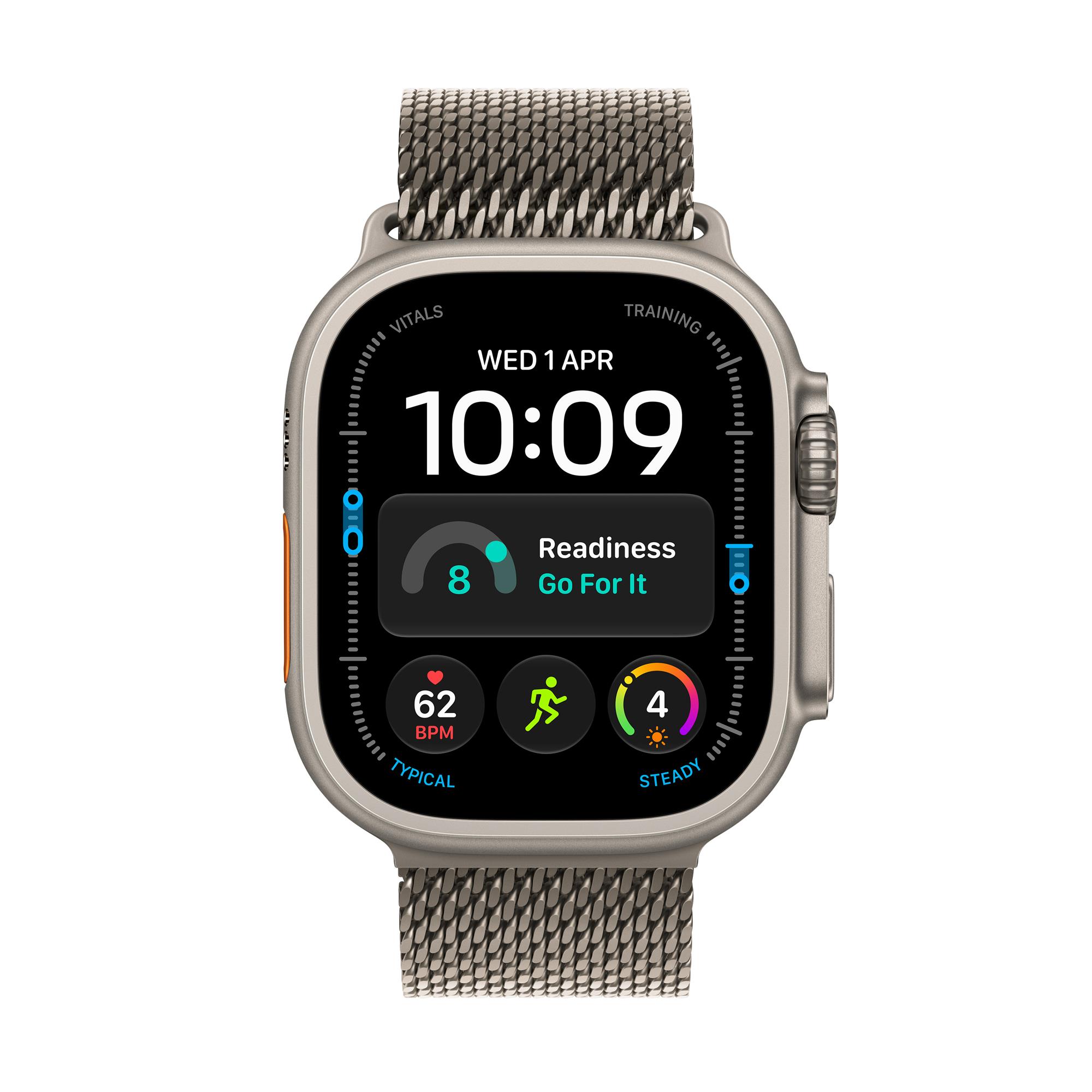 Apple Watch Ultra 4 GPS + Cellular 49mm Natural Titanium Case with Natural Titanium Milanese Loop - L
