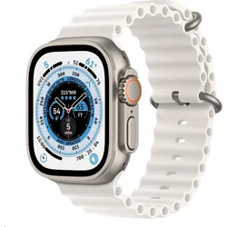 Apple Watch Ultra GPS Cellular, 49 mm titánové puzdro s bielym oceánskym remienkom (mnhf3cs/a)