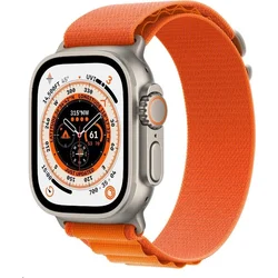 Apple Watch Ultra GPS Cellular, 49 mm titánové puzdro s oranžovou alpskou slučkou - Stredné (mqfl3cs/a)