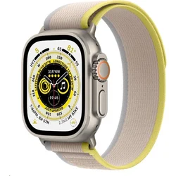 Apple Watch Ultra GPS + Cellular, 49mm Titanium Case with Yellow/Beige Trail Loop - S/M (mnhk3cs/a)