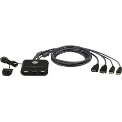 ATEN 2-port HDMI KVM USB mini, integrované kabely, tlačítko pro přepínání
