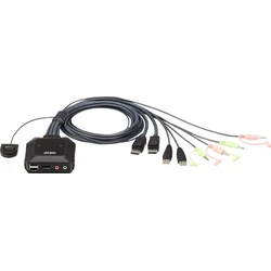 ATEN 2-portový DisplayPort KVM s káblovým prepínačom, zvuk