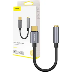 audio adaptér Baseus L54 USB-C mini jack 3,5 mm - černo-šedý